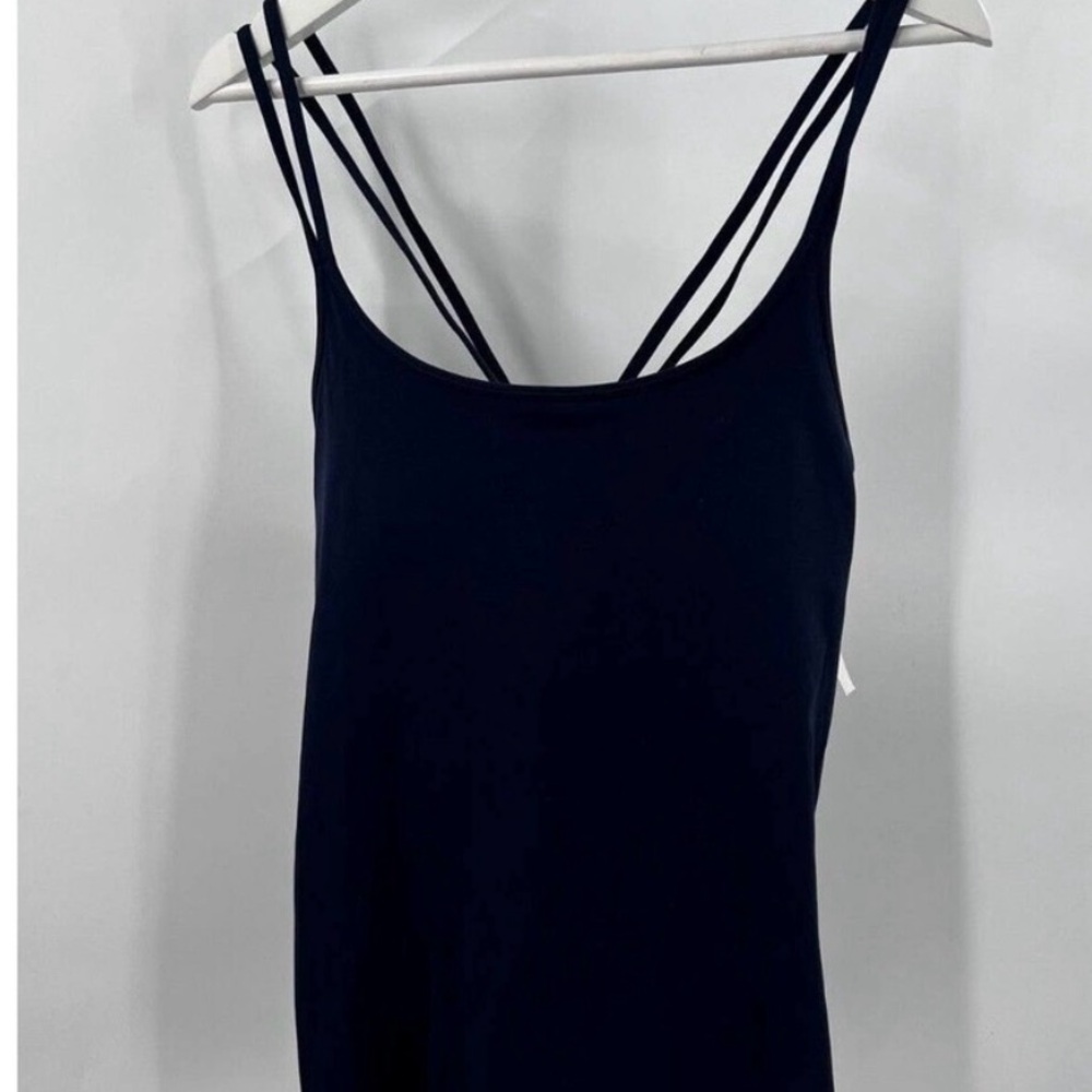NWT T by Talbots Women's Strappy Back Shelf Bra Tank Top - Indigo Blue, Size L - Picture 2 of 5